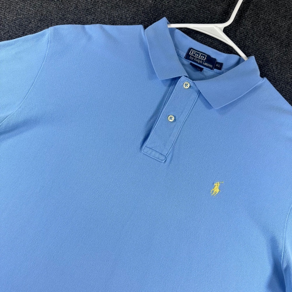 Polo‎ Ralph Lauren Polo Shirt Mens XL Extra Large Blue Yellow Pony Pique Cotton